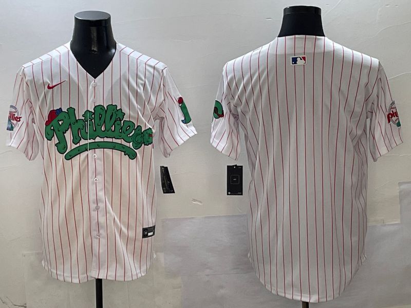 Men Philadelphia Phillies Blank White Fourth generation Joint Name Nike 2025 MLB Jersey style 1